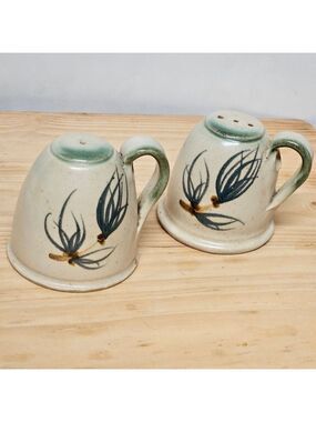 Vintage 80s Asian Stoneware Salt and Pepper Shakers